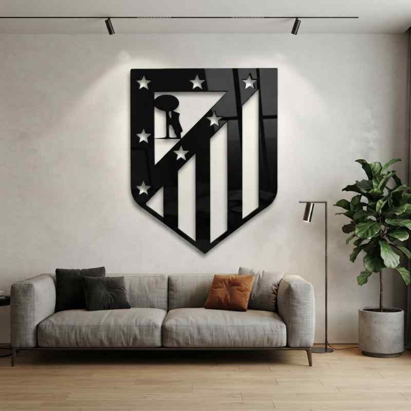cuadro recortado en metal del atletico de madrid.
