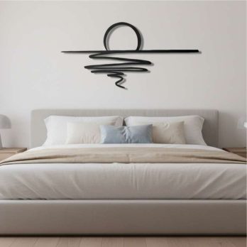 cuadro recortado en metal lineal amanecer para pared.