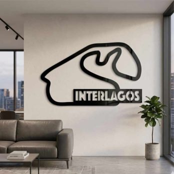 cuadro recortado en metal del circuito de interlagos.