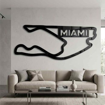 cuadro recortado en metal del circuito de miami.