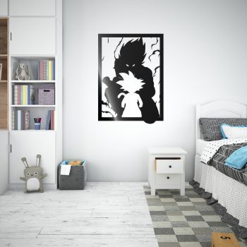 Cuadro decorativo silueta goku supersaiyan con goku niño