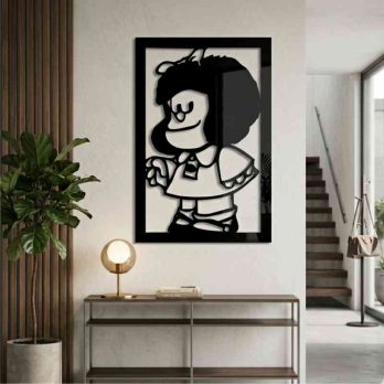 cuadro recortado en metal de mafalda love para pared.