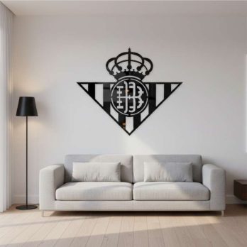 cuadro recortado en metal del escudo del betis para pared.