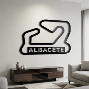 cuadro recortado en metal del circuito de albacete para pared.