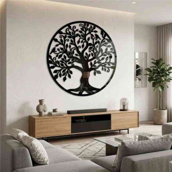 cuadro recortado en metal del arbol de la vida.