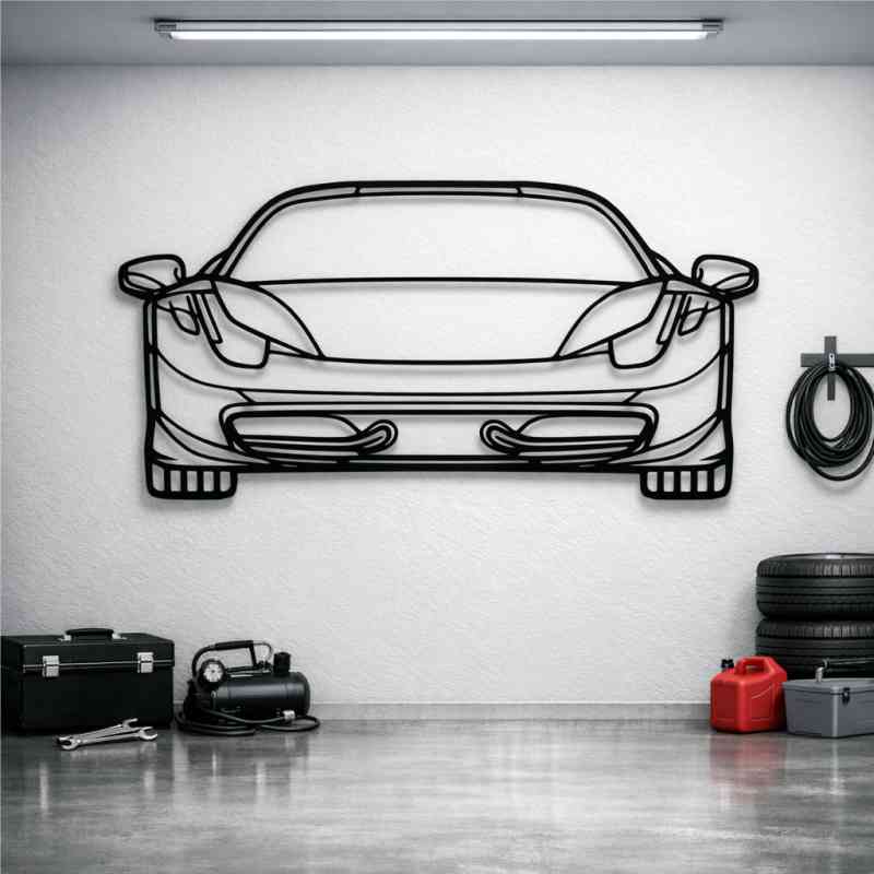 cuadro recortado en metal del ferrari italia para pared.