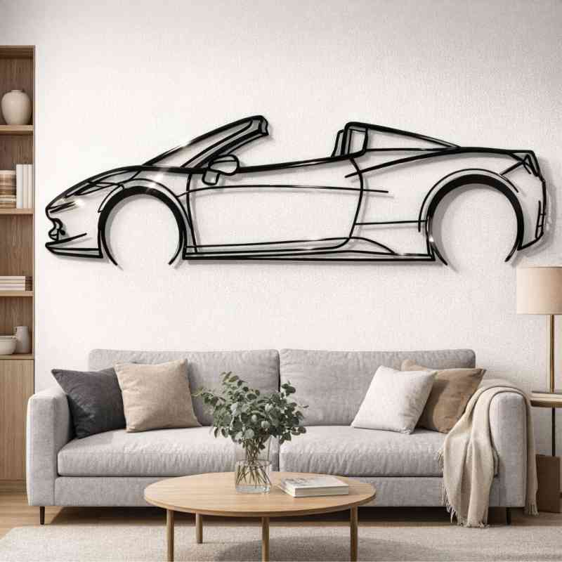 cuadro recortado en metal del ferrari 458 spider para pared.