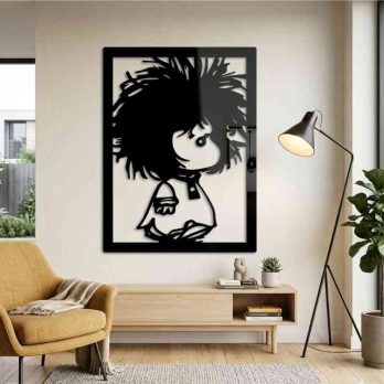 cuadro recortado en metal de mafalda para pared.