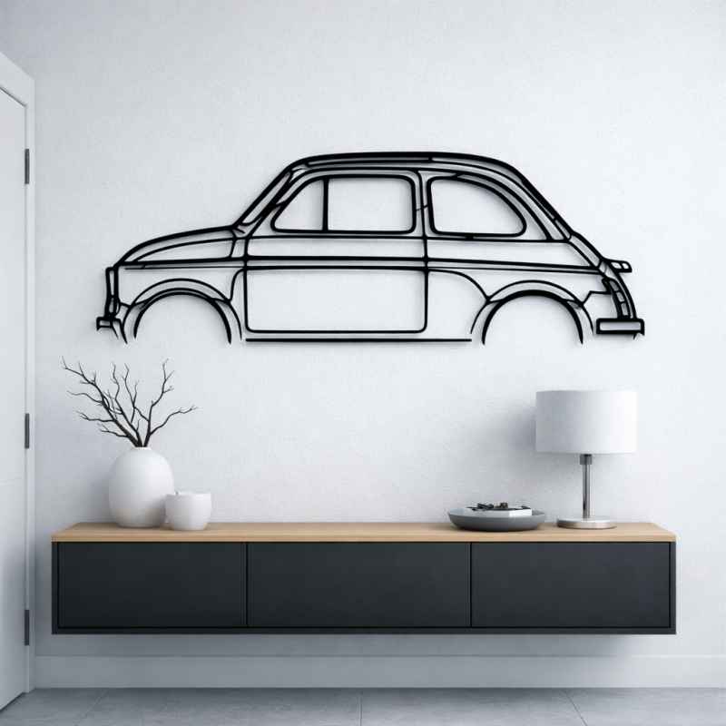 cuadro recortado en metal de seat 500 para pared.