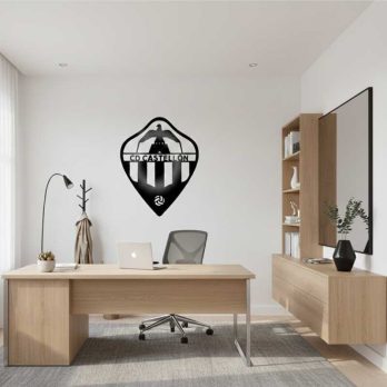 cuadro recortado en metal del escudo de c.d castellon para pared.