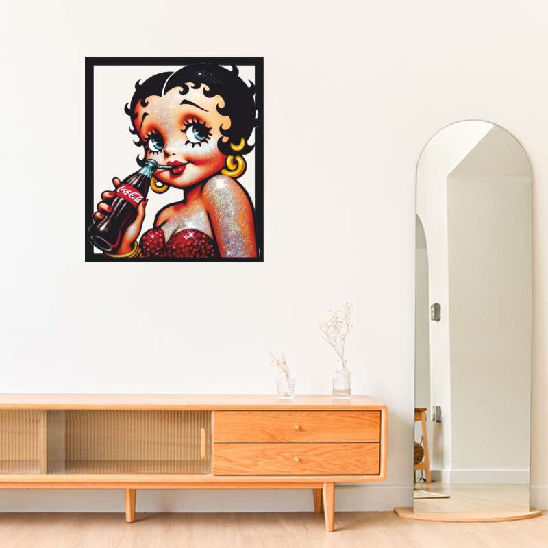 cuadro metálico a color de betty boop coca-cola