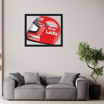 cuadro metálico decorativo casco niki lauda a color