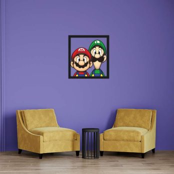 cuadro en metal de mario y luigi a color