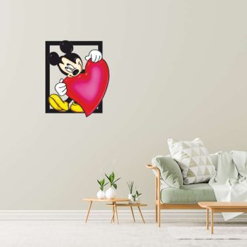 cuadro en metal mickey mouse corazon a color