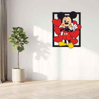 cuadro en metal mickey corazones a color