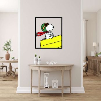 cuadro en metal snoopy aviacion a color