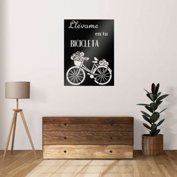 cuadro recortado en metal llevame en tu bicicleta para pared