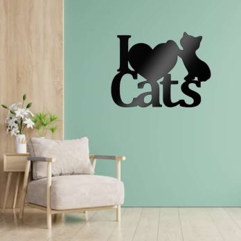 cuadro recortado en metal love cats para pared