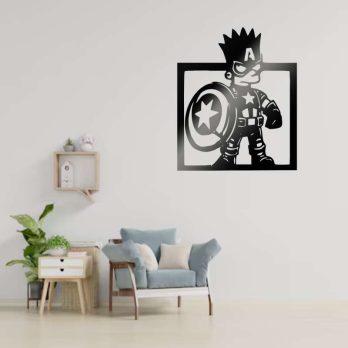 cuadro recortado en metal bart capitan america para pared