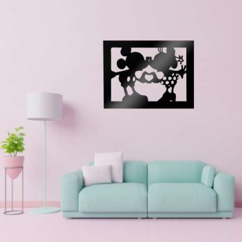 cuadro recortado en metal mickey y minnie para pared