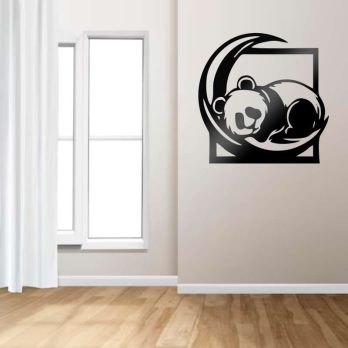 cuadro recortado en metal panda lunar para pared