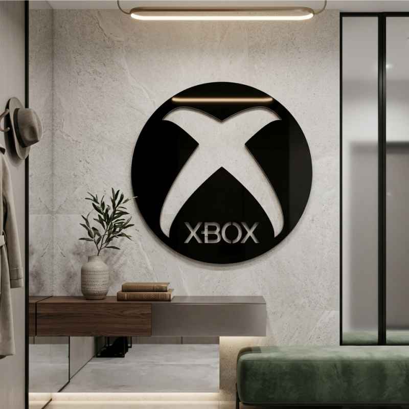 cuadro recortado en metal del logo de xbox para pared.