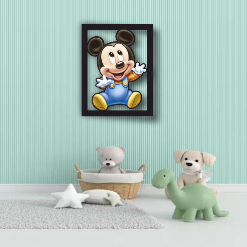 cuadro recortado en metal mickey baby a color para pared