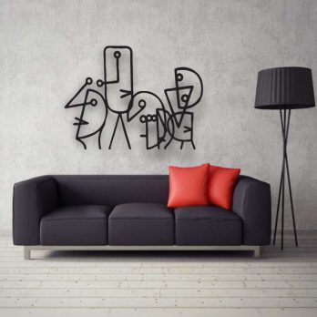 cuadro recortado en metal caras familiares para pared