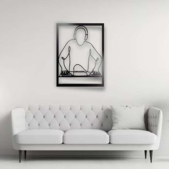 cuadro recortado en metal de dj lineal para pared