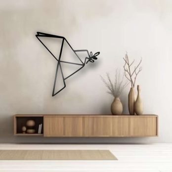 cuadro recortado en metal paloma origami para pared