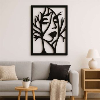 cuadro recortado en metal cara arbol para pared