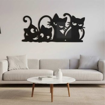 cuadro recortado en metal de gatitos lindos para pared.