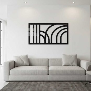 cuadro recortado en metal lineal curva y corte para pared.