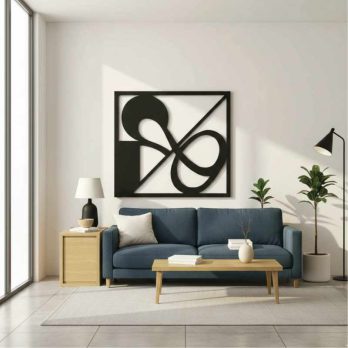 cuadro recortado en metal lineal forma suspendida para pared.