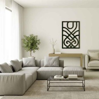 cuadro recortado en metal moderno interlace para pared.