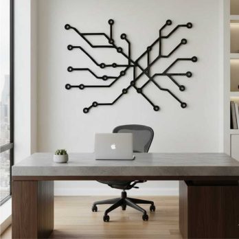 cuadro recortado en metal lineal "metro barcelona" para pared.