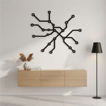 cuadro recortado en metal lineal "metro valencia" para pared.