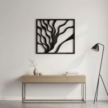 cuadro recortado en metal lineal raiz de luz para pared