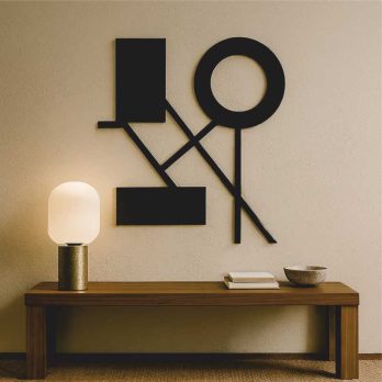 cuadro recortado en metal geométrico "sistema latente" para pared.