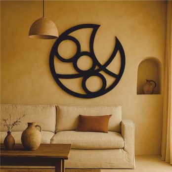 cuadro recortado en metal geométrico "aliento" para pared.