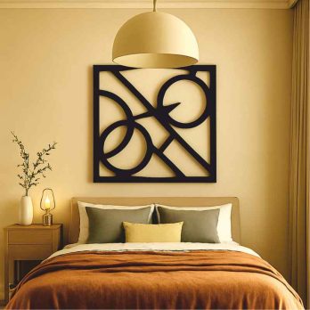 cuadro recortado en metal geométrico "descubrimiento" para pared.