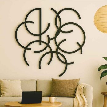 cuadro recortado en metal geométrico "enlace" para pared