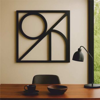 cuadro recortado en metal geometrico "interfaz" para pared.