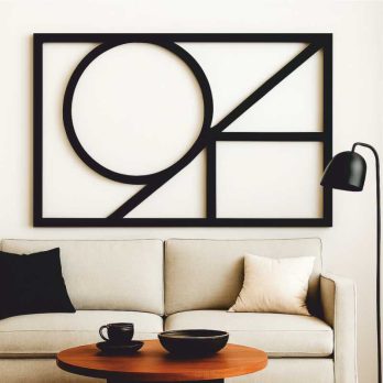 cuadro recortado en metal geométrico "plano cero" para pared.