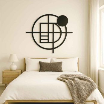 cuadro recortado en metal geométrico "punto claro" para pared.