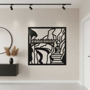 cuadro recortado en metal skyline "caminito del rey" para pared.