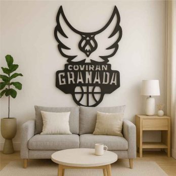 cuadro recortado en metal baloncesto "coviran granada" para pared.