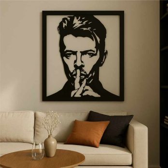 cuadro recortado en metal de cantante "david bowie" para pared.