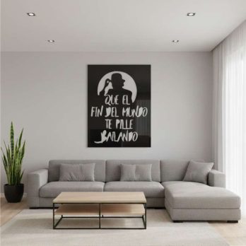 cuadro recortado en metal frase "sabina" para pared.