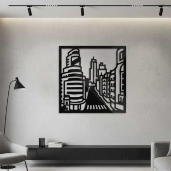 cuadro recortado en metal "gran via de madrid" para pared.